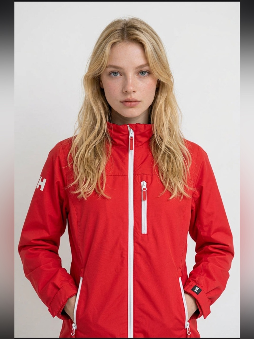 Helly Hansen Red Shell Jacket with White Zippers